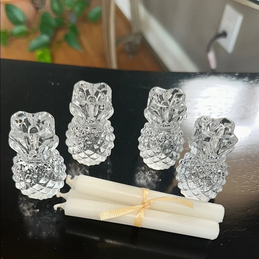 Crystal Pineapple Candle Holders - Set of 4 Williams Sonoma 🍍